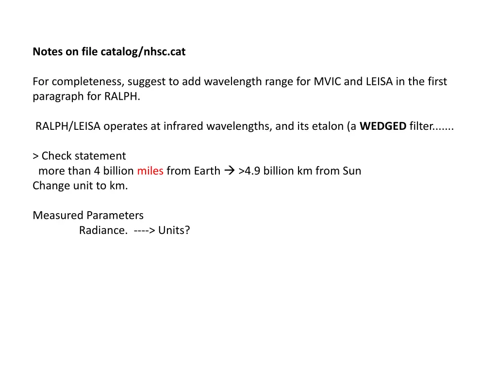notes on file catalog nhsc cat for completeness