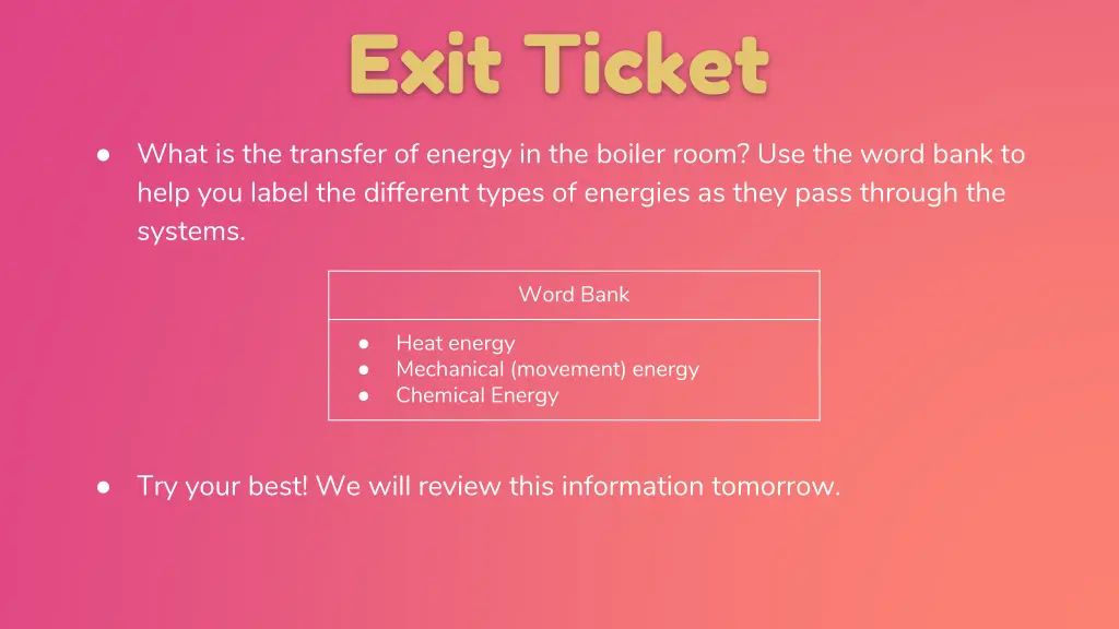 exit ticket