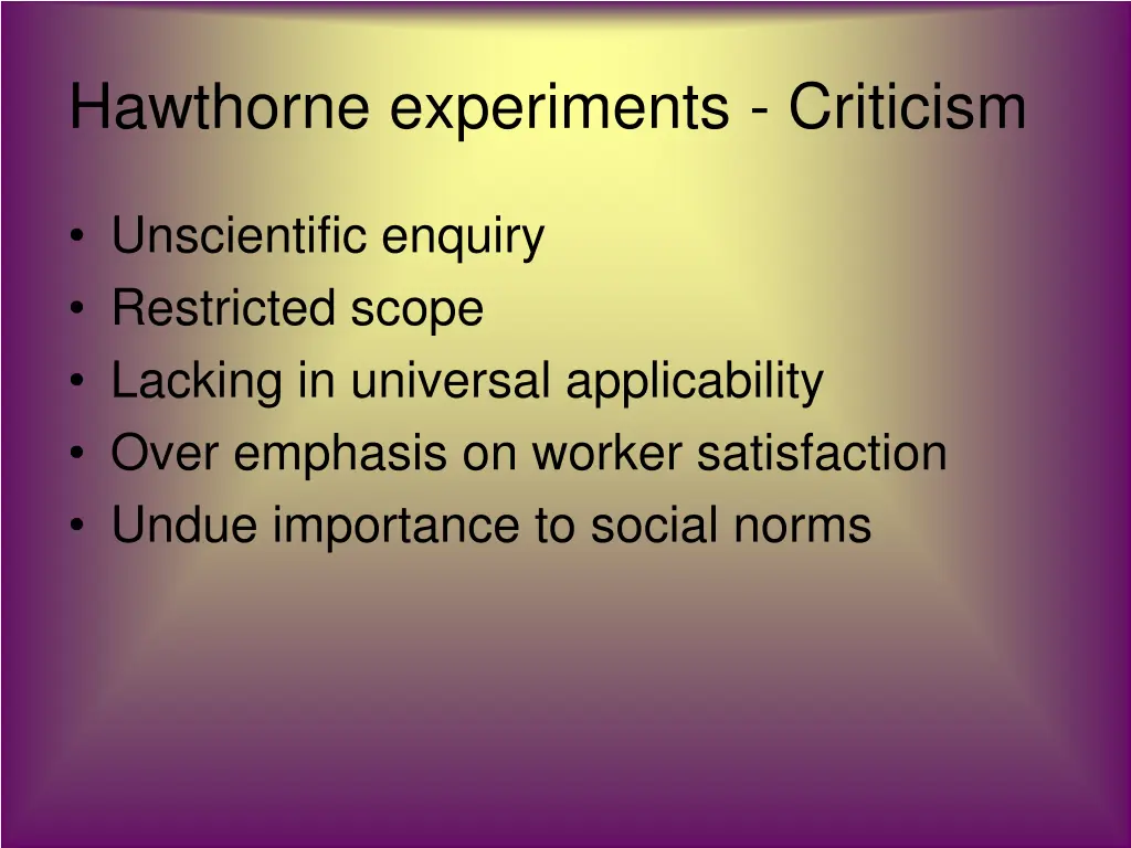 hawthorne experiments criticism