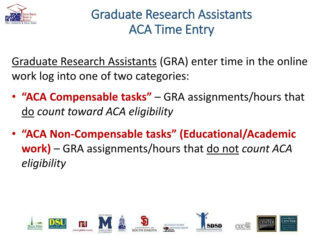 graduate graduate research aca time entry