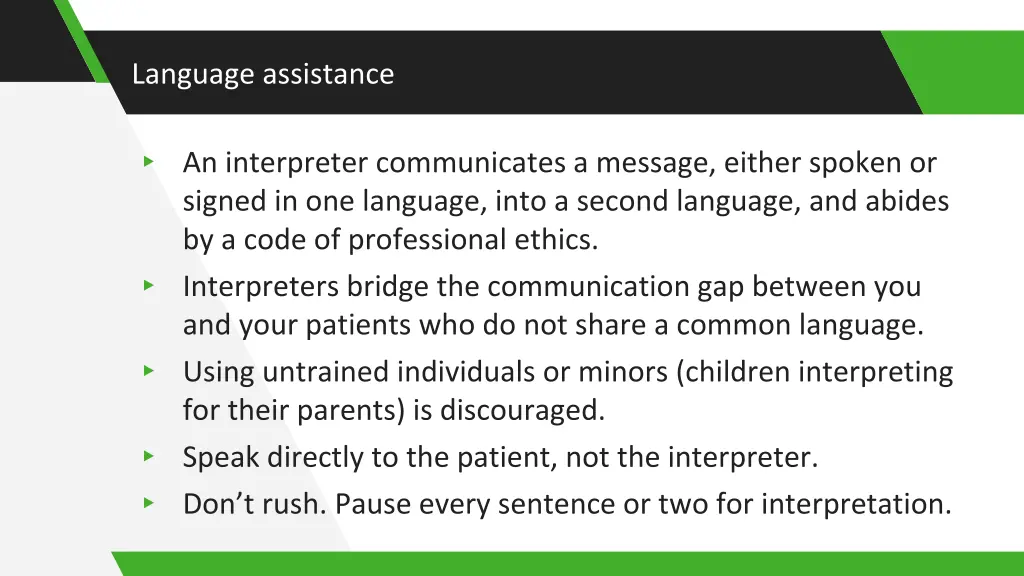 language assistance