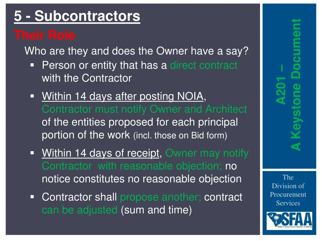 5 subcontractors