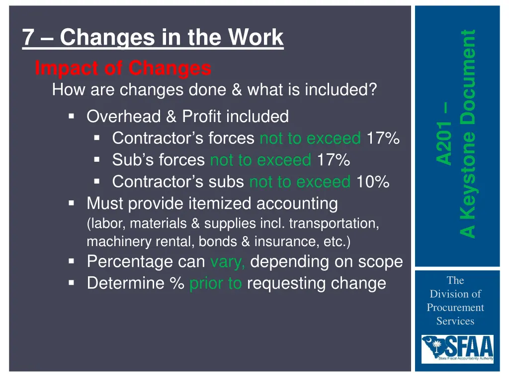 7 changes in the work 1