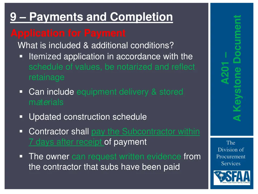 9 payments and completion 1