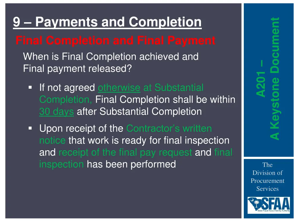 9 payments and completion 5