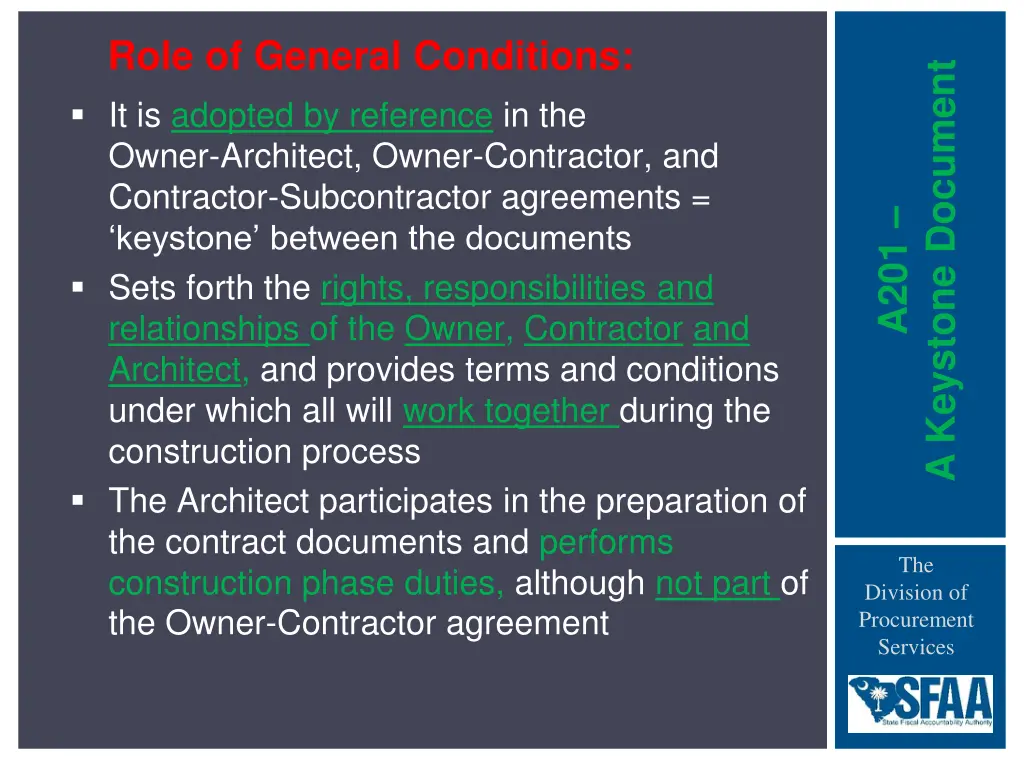 role of general conditions