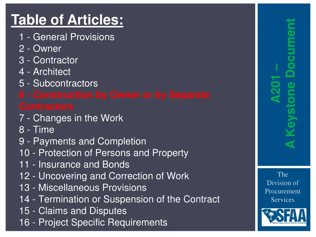table of articles 5