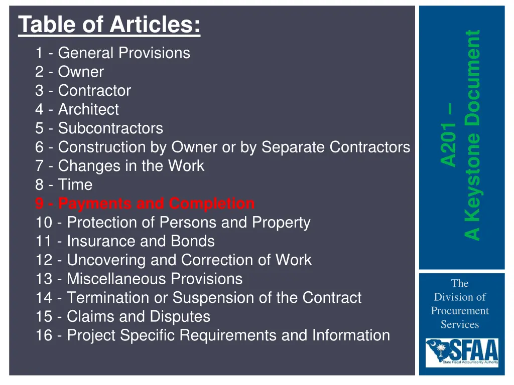 table of articles 8
