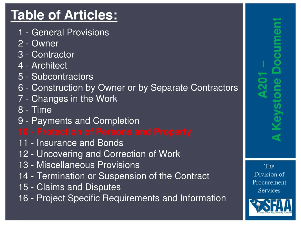 table of articles 9