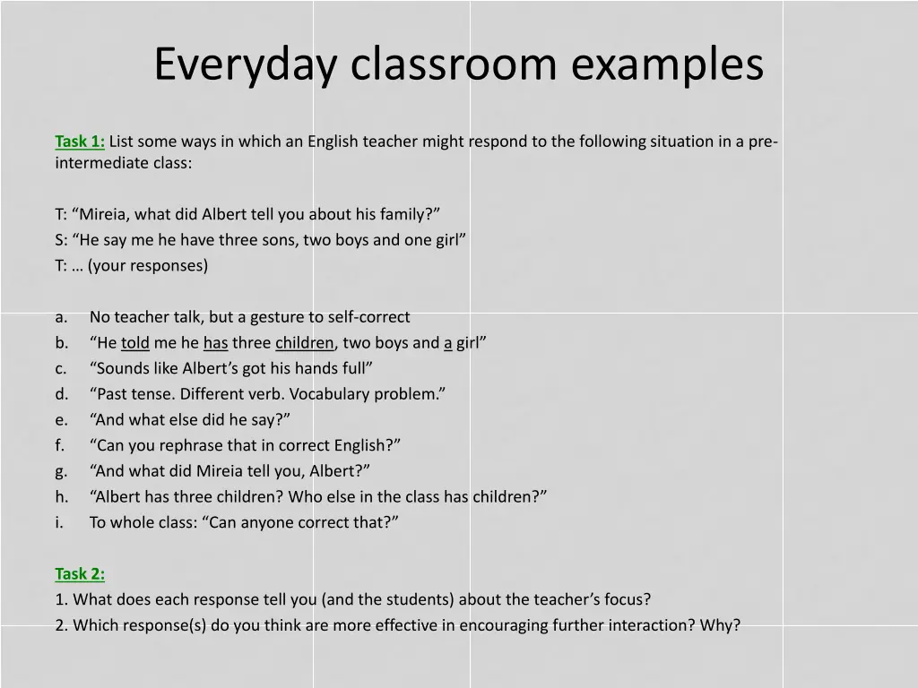 everyday classroom examples