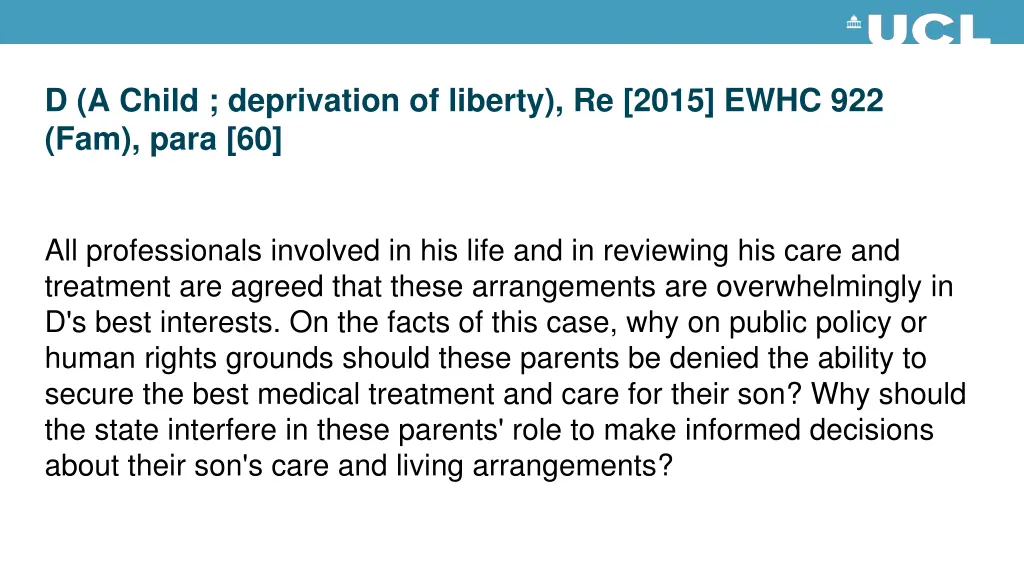 d a child deprivation of liberty re 2015 ewhc