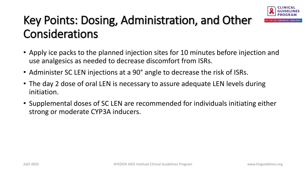 key points dosing administration and other