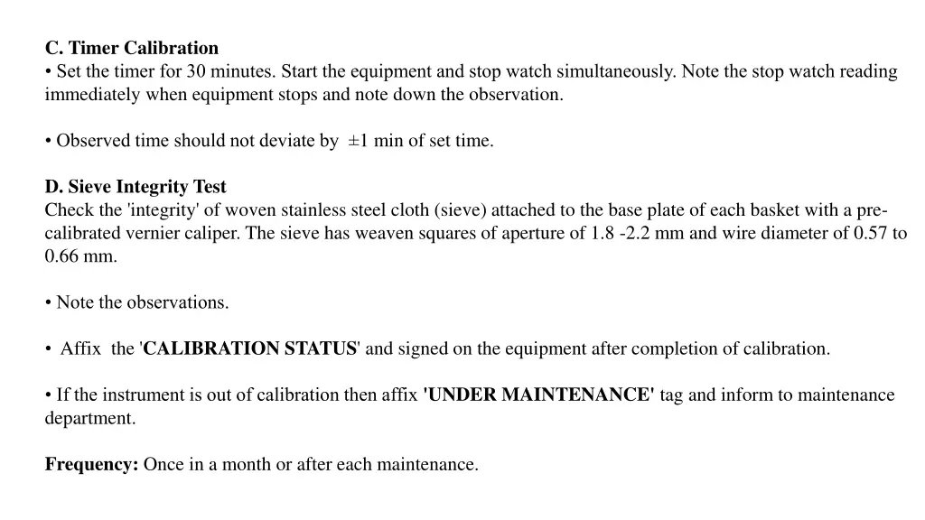 c timer calibration set the timer for 30 minutes