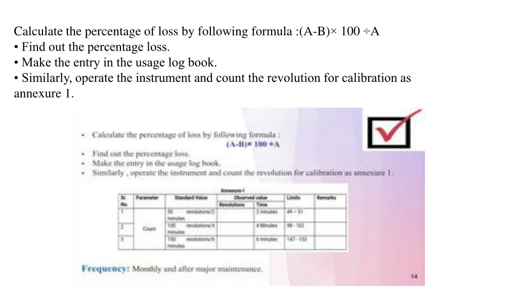 calculate the percentage of loss by following