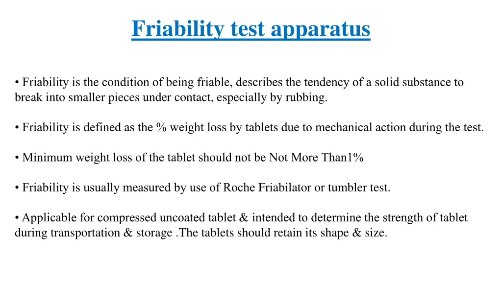 friability test apparatus