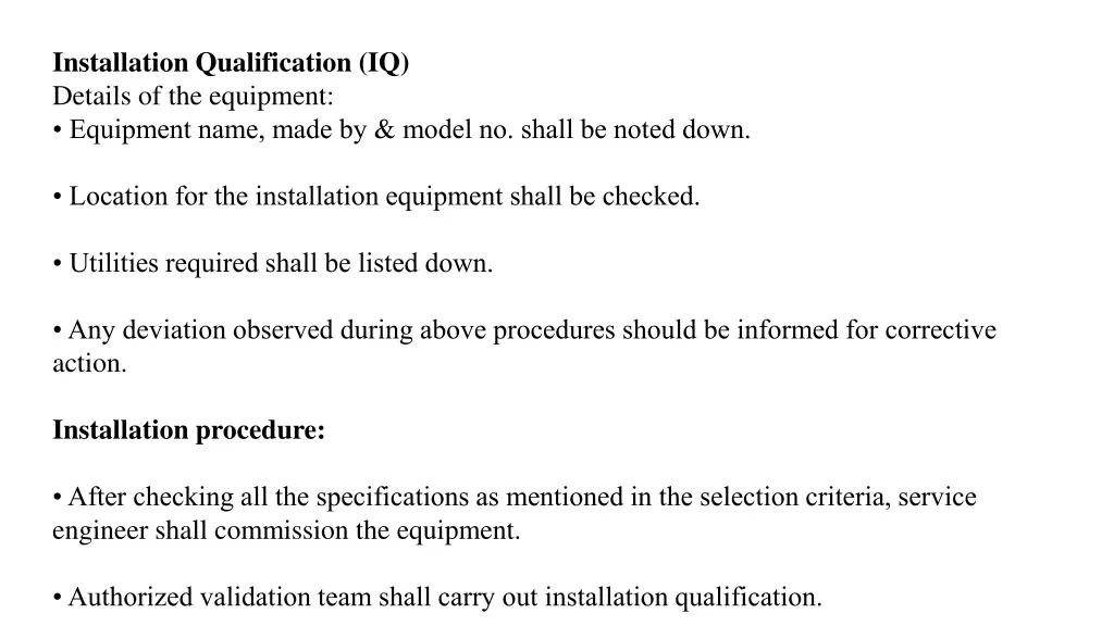 installation qualification iq details
