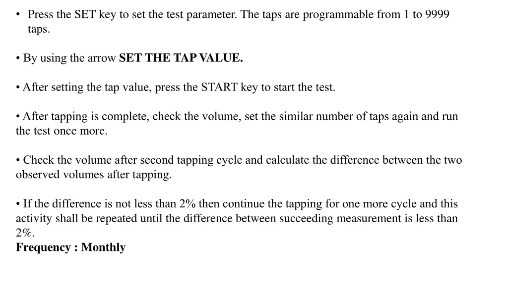press the set key to set the test parameter