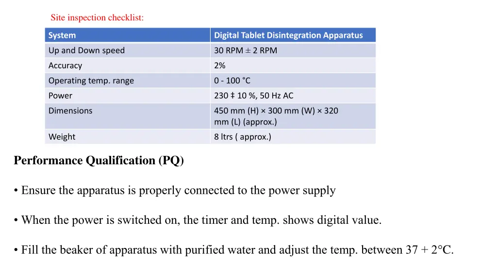 site inspection checklist
