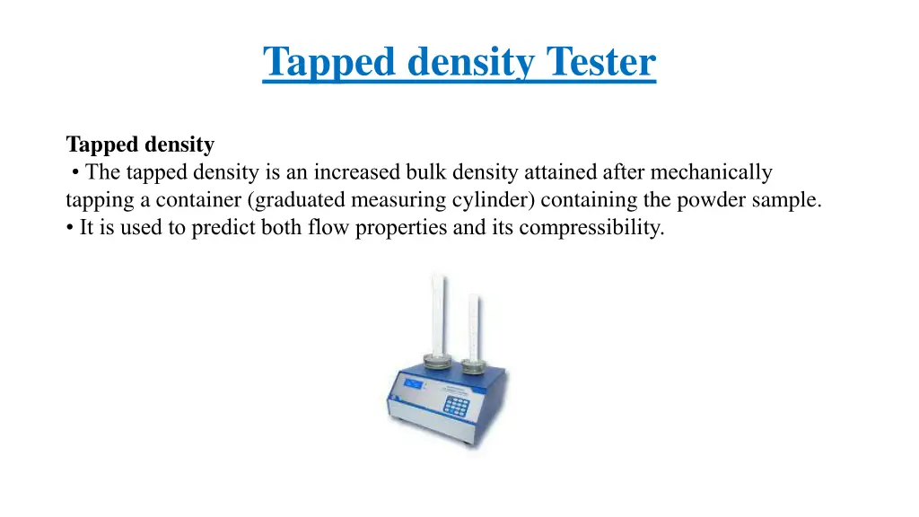 tapped density tester