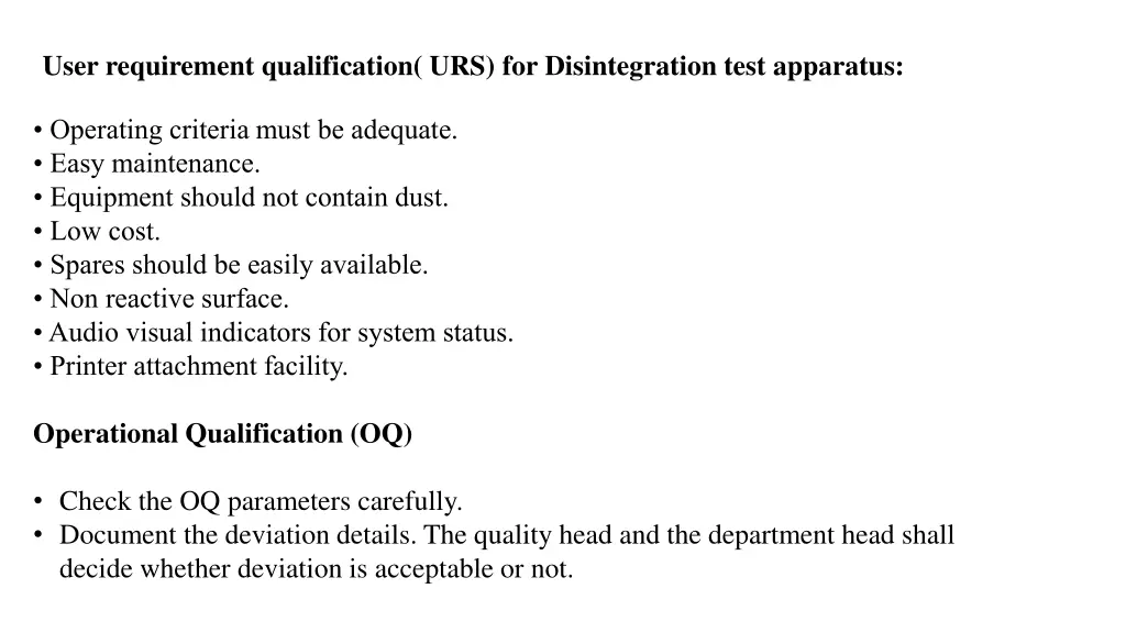 user requirement qualification