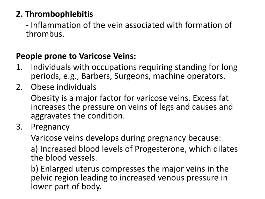 2 thrombophlebitis inflammation of the vein