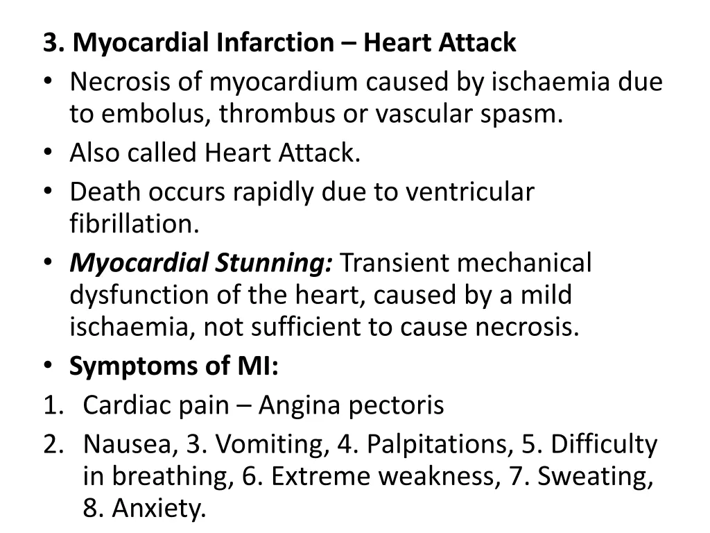 3 myocardial infarction heart attack necrosis