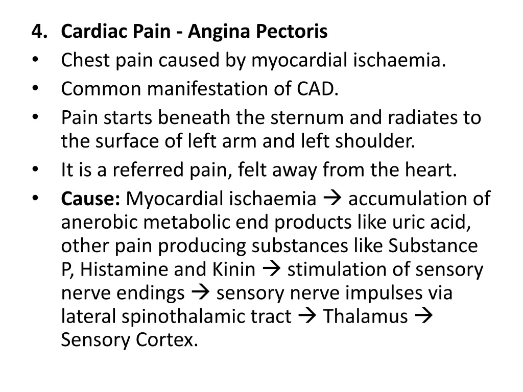 4 cardiac pain angina pectoris chest pain caused