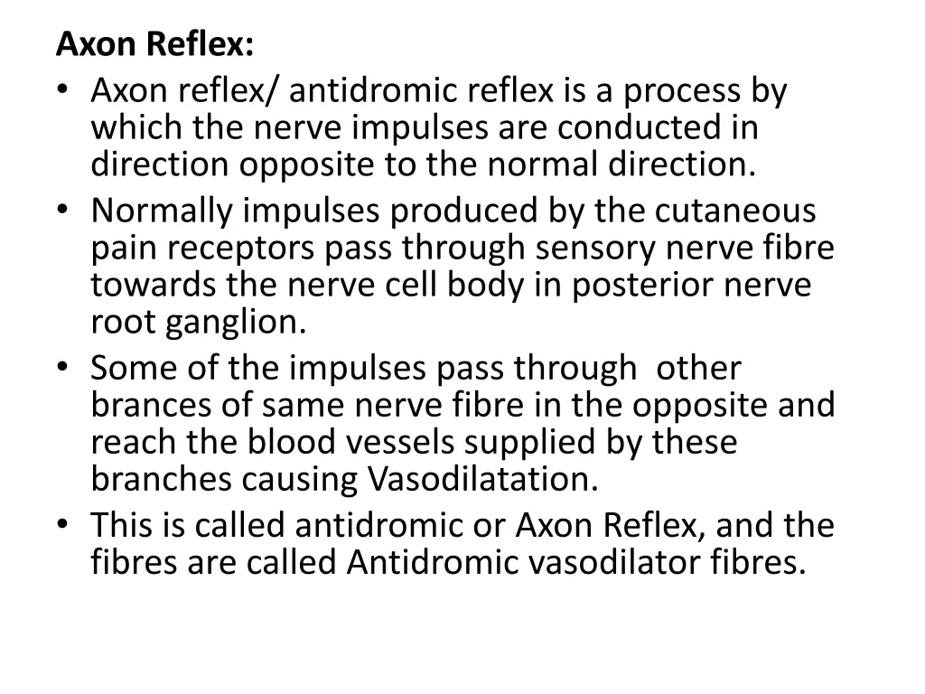 axon reflex axon reflex antidromic reflex