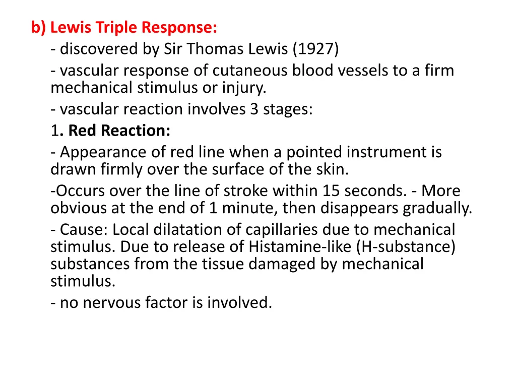 b lewis triple response discovered by sir thomas
