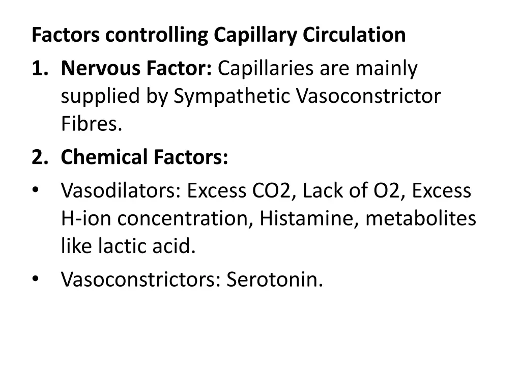 factors controlling capillary circulation