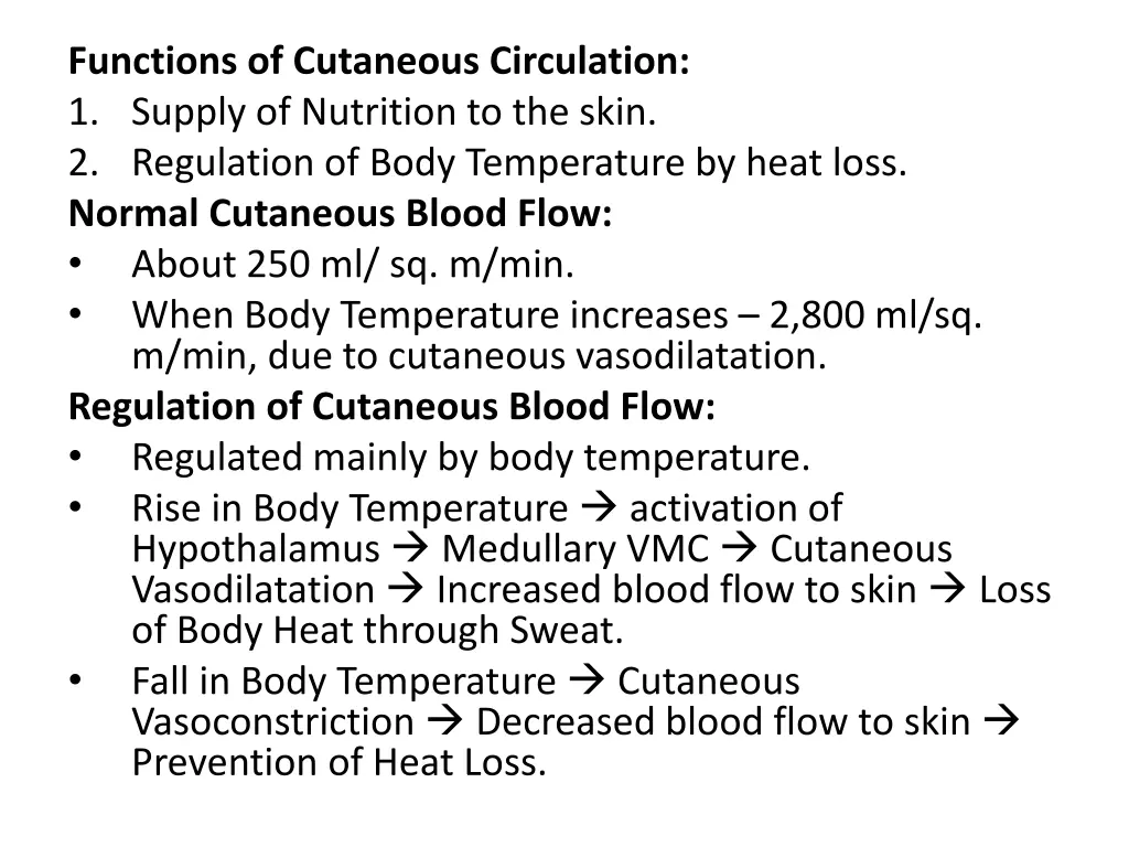 functions of cutaneous circulation 1 supply