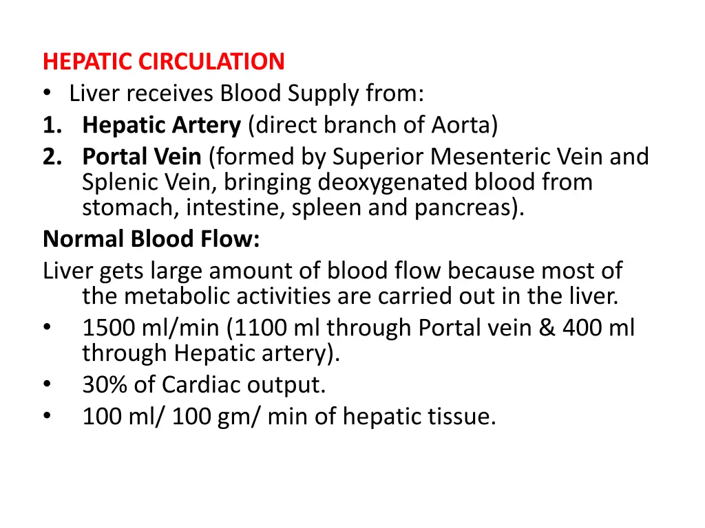 hepatic circulation liver receives blood supply