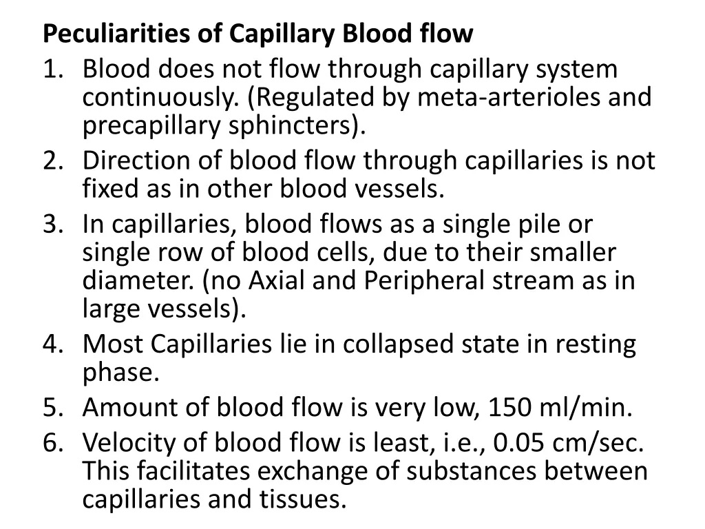 peculiarities of capillary blood flow 1 blood
