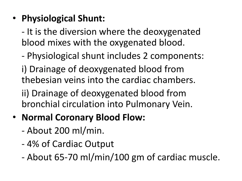 physiological shunt it is the diversion where