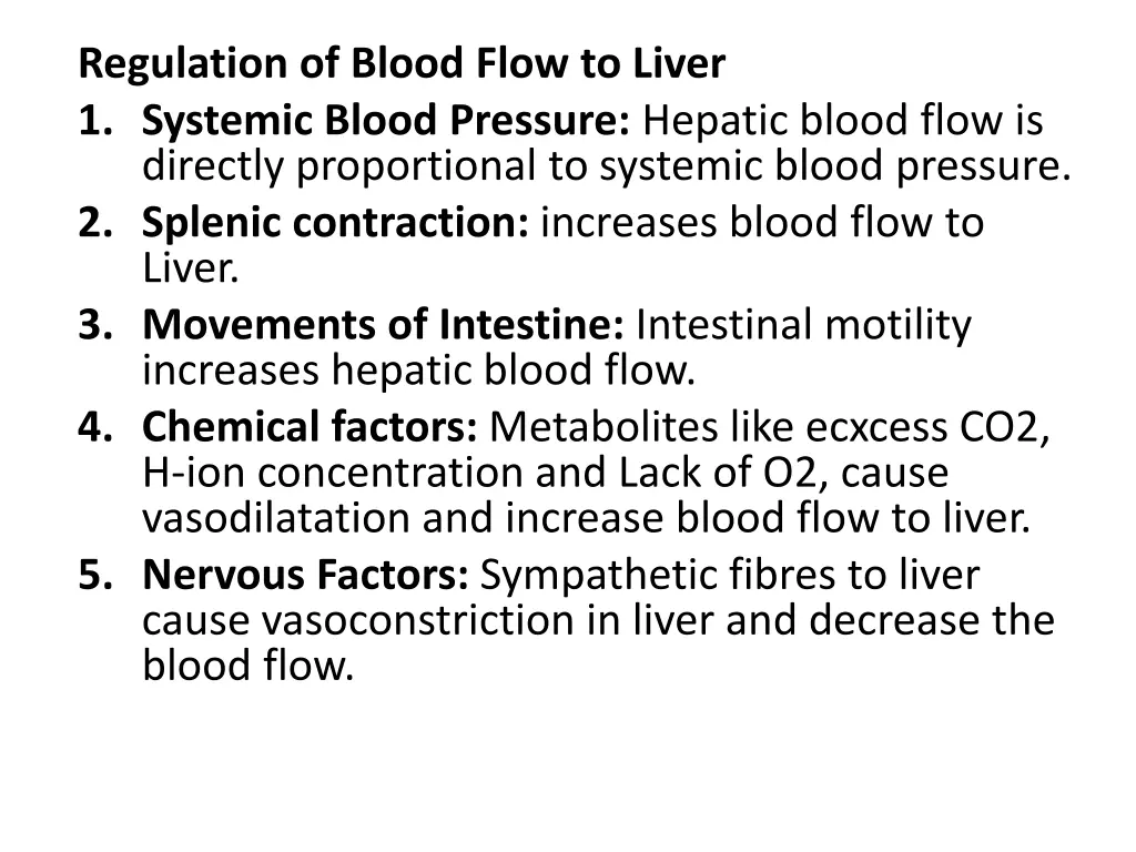 regulation of blood flow to liver 1 systemic