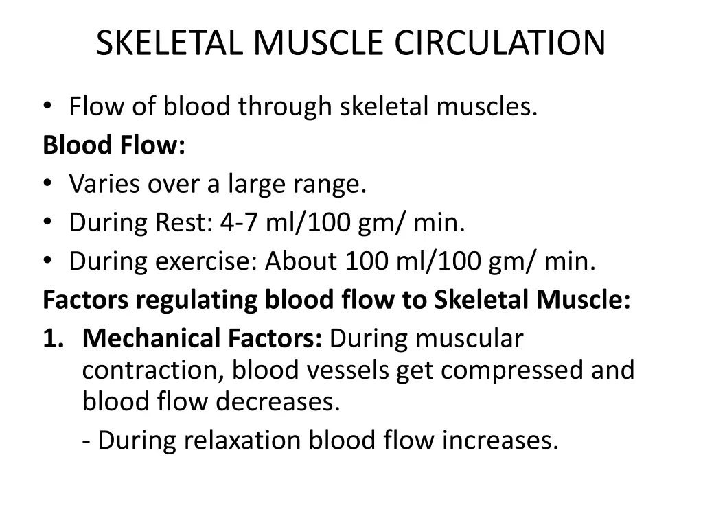 skeletal muscle circulation