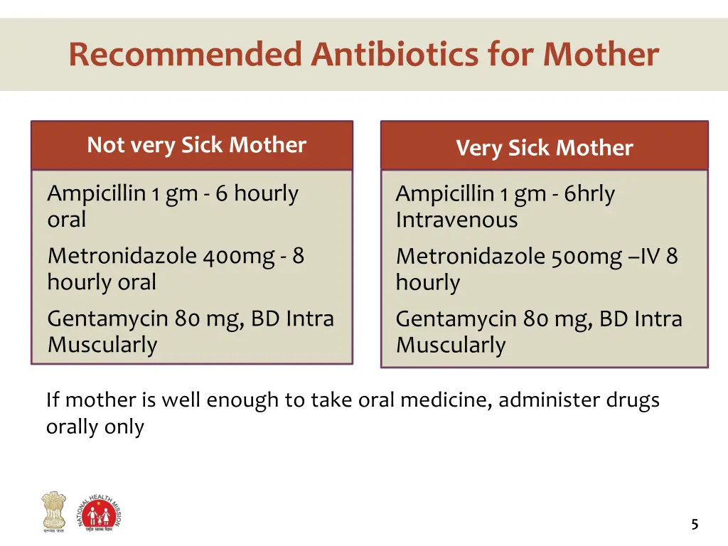 recommended antibiotics for mother