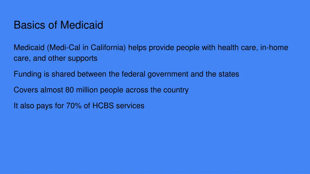 basics of medicaid
