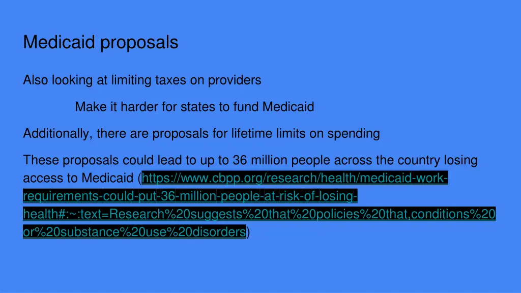 medicaid proposals
