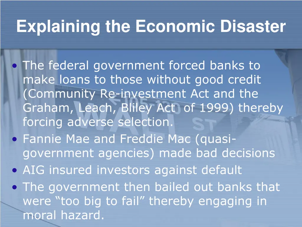 explaining the economic disaster 2
