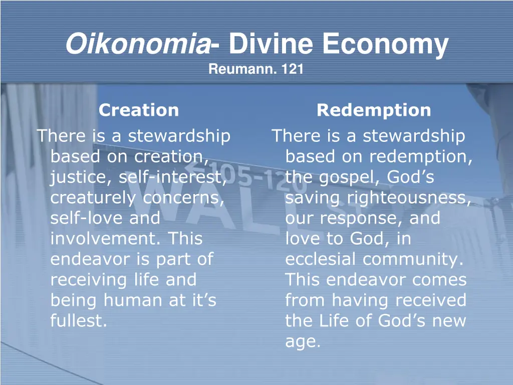 oikonomia divine economy reumann 121
