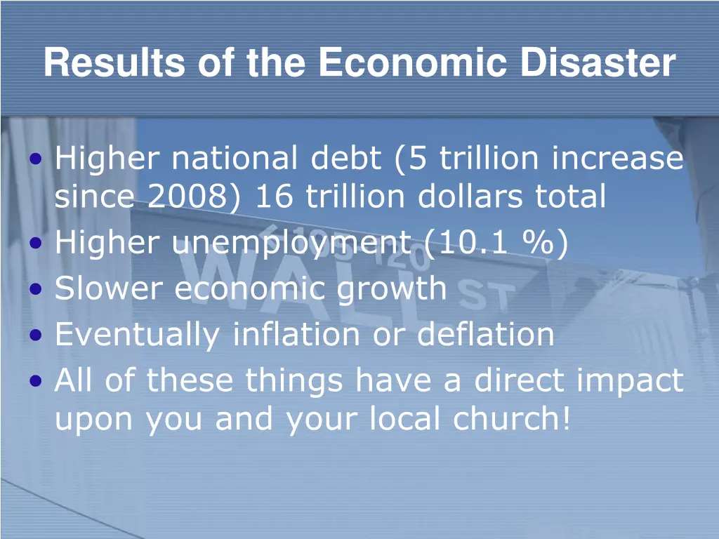 results of the economic disaster