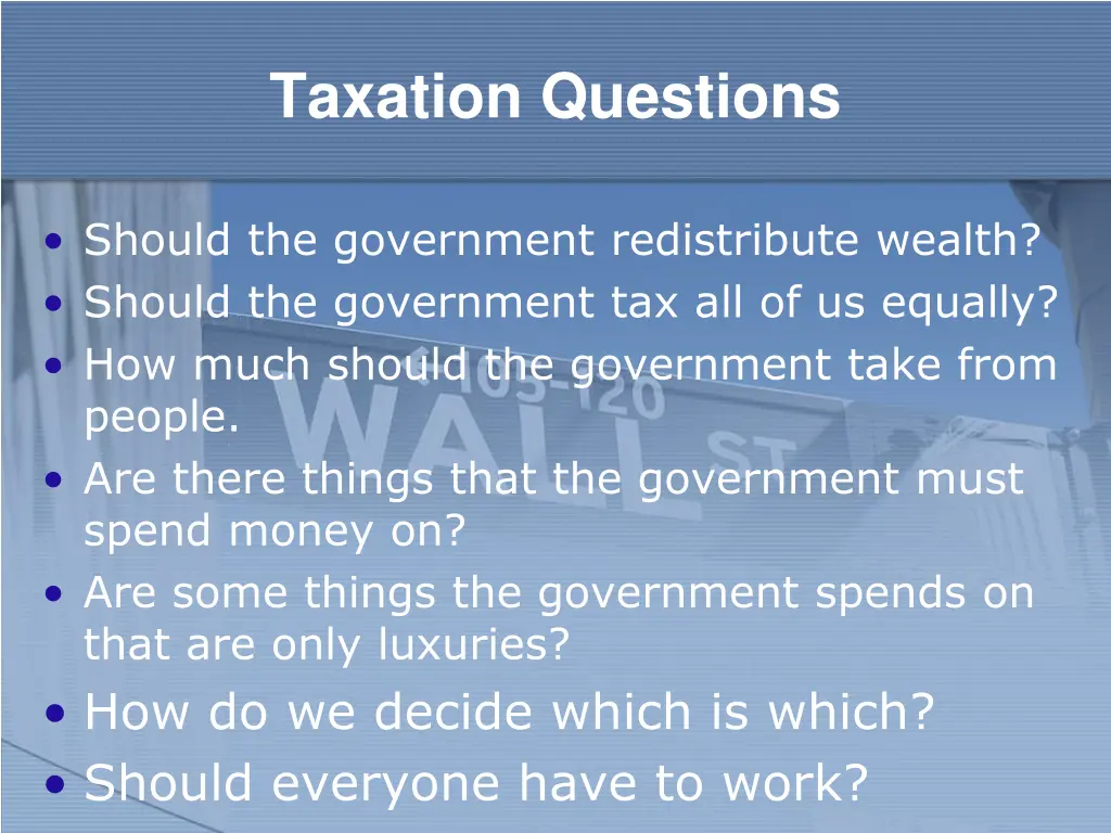 taxation questions