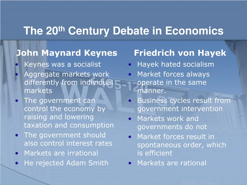 the 20 th century debate in economics