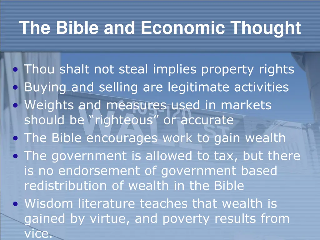 the bible and economic thought