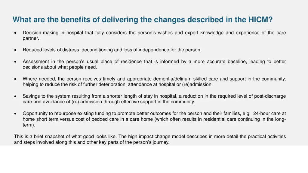 what are the benefits of delivering the changes