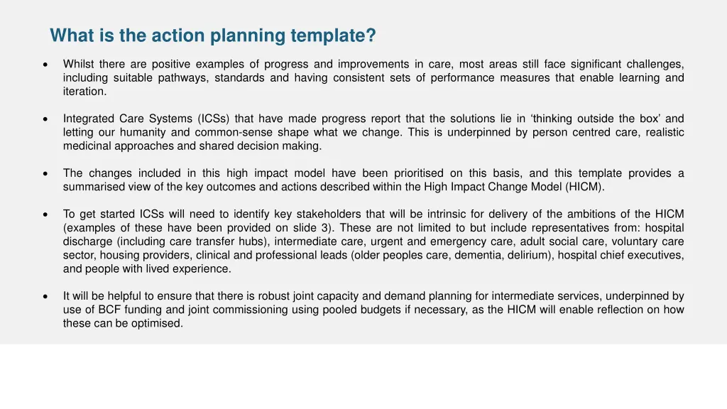 what is the action planning template