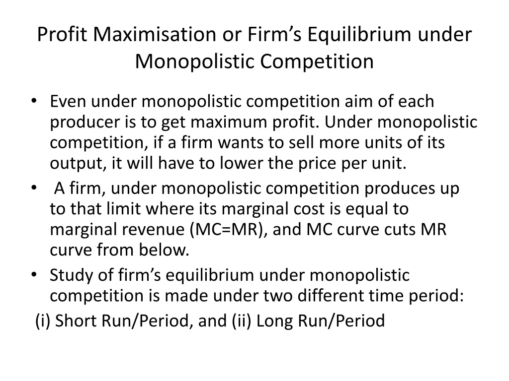 profit maximisation or firm s equilibrium under