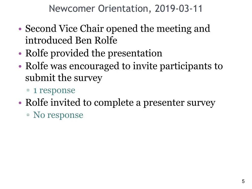 newcomer orientation 2019 03 11