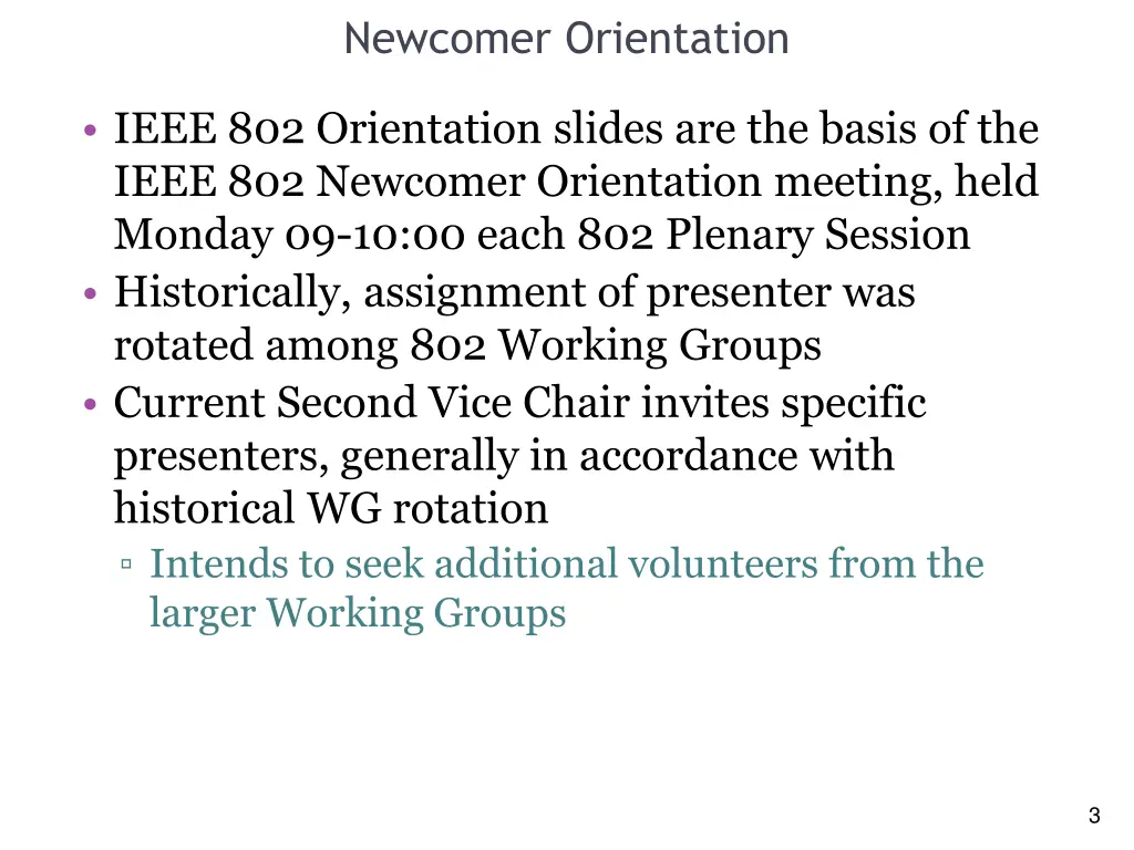 newcomer orientation